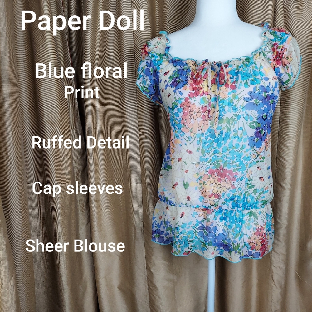Paper doll floral sheer top size L